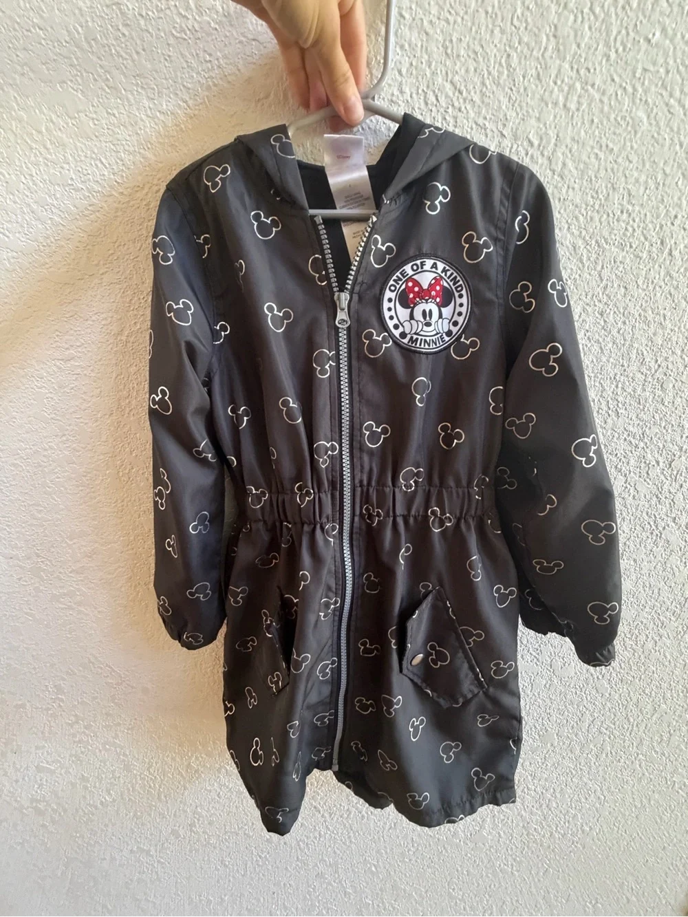 Disney Minnie Mouse Black Hooded Raincoat with Patch